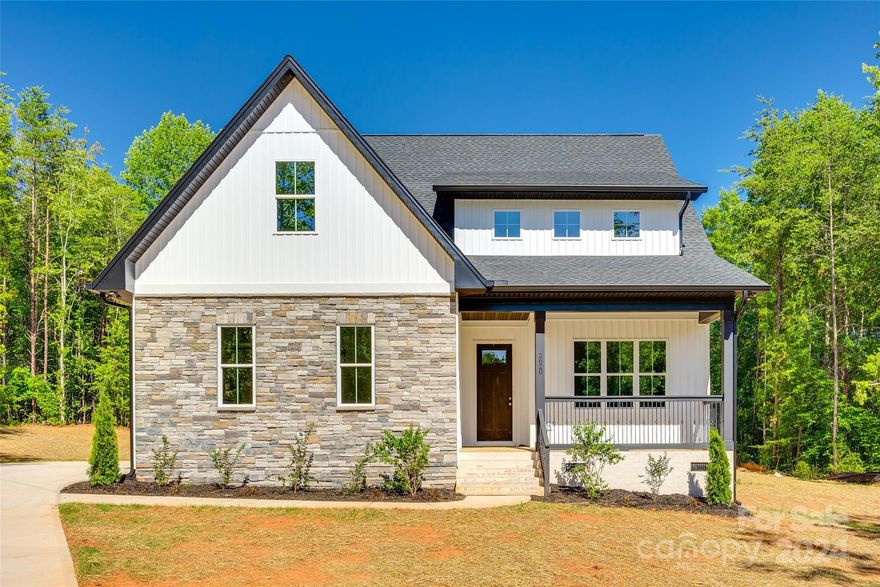 Gorgeous new construction in Sanders Landing on a spacious 1.26-acre cul-de-sac lot. Designed with an open floor plan that connects the main areas creating an inviting space for entertaining and everyday living. The primary bedroom is located on the first floor and offers ample natural light, walk-in closet, and a luxurious bathroom with a separate large floor to ceiling tiled shower. A spacious kitchen equipped with sleek countertops, a large island with seating, plenty of beautiful cabinetry, and a large walk-in pantry. The second floor offers 3 bedrooms, loft area, and 2 full baths. The home features luxury vinyl flooring throughout main, tile in bathrooms, modern lighting fixtures, and upscale finishes throughout, no detail has been spared in crafting this exceptional home.