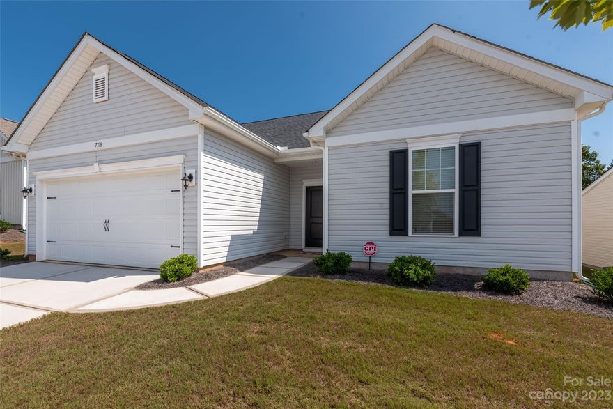 This Ranch style home built in 2021 offers modern amenities like Luxury Vinyl Plank flooring, a well-equipped kitchen with stainless steel appliances, granite countertops, a tankless water heater, and a security system. The low HOA fee covering essential services like trash pickup and lawn maintenance adds to the convenience and appeal of this property. The back patio and large yard provide additional space for relaxation and enjoyment. Home Furnishings are available for sale. If you like Lake life, golfing, tennis or pickleball you are minutes away for enjoyment.