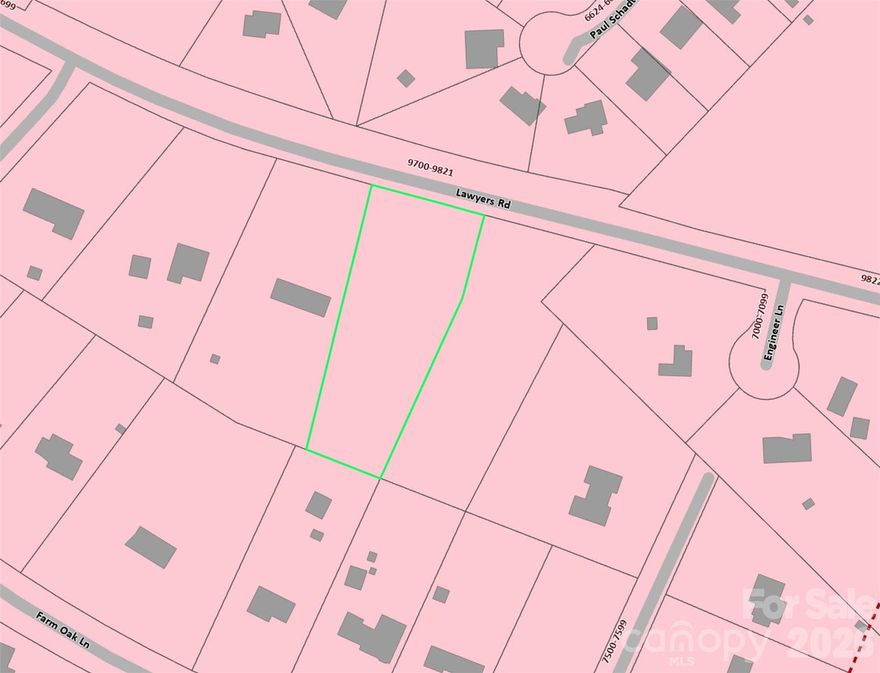 Build-ready residential homesite on 1.32 acres in Mint Hill. Septic permit is in hand and will need to be transferred to the new buyer. City water is available at the street. No HOA.
At over an acre, this lot offers the kind of space that is increasingly hard to find this close to amenities. The property is just 3 minutes from Downtown Mint Hill, less than 10 minutes to I-485, and provides easy access to South Charlotte, Matthews, and the broader Charlotte metro.
This is a low-inventory market, and lots of this size near Downtown Mint Hill are hard to come by.
NOTE: Adjoining parcel (9816 Lawyers, approx. 1.284 acres) also available for sale at $125,000. MLS ID: 4374002. Please do not call or email the listing agent — forward all buyer questions, showing requests, and offers to the seller: — brayden@kindacquisition.com / 850-530-6328.