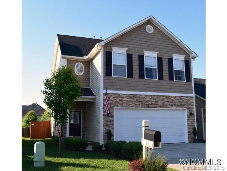 Main level features open and comfortable kitchen / dining room combo, living room with gas fireplace, 9 foot ceilings, pergo premium laminate throughout, upgraded fixtures and a roomy two car garage. Easy to maintain fenced backyard has an inviting entertainment area with pergola, grill area and professional landscaping. Master suite with large master bath featuring his & hers walk in closets. Close to the entrance, convenient to Asheville