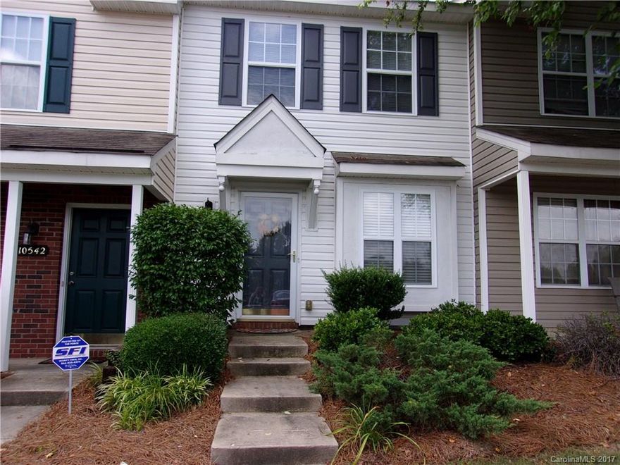This 2 bedroom 1 1/2 bath townhome is well maintained and close to UNNC, 485 and 85. New flooring in the kitchen and entry.  Refrigerator, washer and dryer stay with home; everything you need to move in. 
Perfect starter home convenient to  everything. Please park in spots labeled "38" or "G"