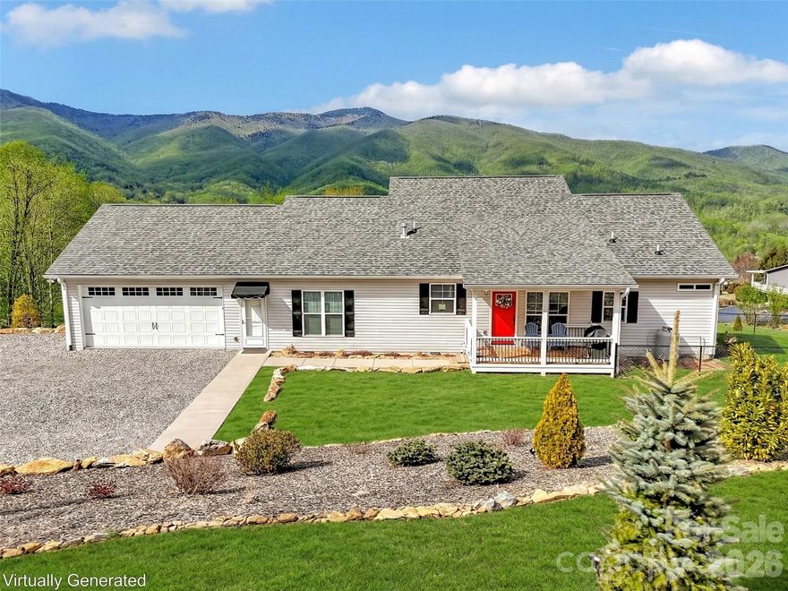 Enjoy mountain living at its finest in this beautifully crafted and meticulously maintained one-level home. This stunning residence features an open floor plan with a welcoming kitchen offering ample wood cabinetry, granite countertops, stainless steel appliances, and a gas range. The spacious living room is highlighted by a vaulted ceiling and a striking stone fireplace, creating a warm and inviting atmosphere.

The home offers three bedrooms with a desirable split-bedroom floor plan and two full baths. The primary suite features a walk-in closet with built-in shelving and a spacious bath with double sinks, a beautifully designed tile walk-in shower, and a separate soaking tub. The second bathroom includes tile flooring and a tiled shower.

Additional interior highlights include 9-foot ceilings, beautiful Acacia wood floors throughout, granite countertops, and quality appliances.

A 26x26 oversized garage has been thoughtfully converted into a spacious and comfortable family room but could easily be converted back to a garage if desired.

Outdoor living is just as impressive, featuring a 12x24 covered front porch with a plumbed gas grill and breathtaking mountain views. The covered back porch overlooks a fenced grassy area perfect for your adorable  pets. An added bonus is a 240-volt outlet beside the garage for an RV.

Nature lovers will appreciate that the property backs up to Pisgah National Forest and the Blue Ridge Parkway, offering easy access to hiking and outdoor adventure. The friendly community features accessible roads and is conveniently located just minutes from downtown Waynesville.

Furnishings are negotiable, and both vacation and short-term rentals are allowed.