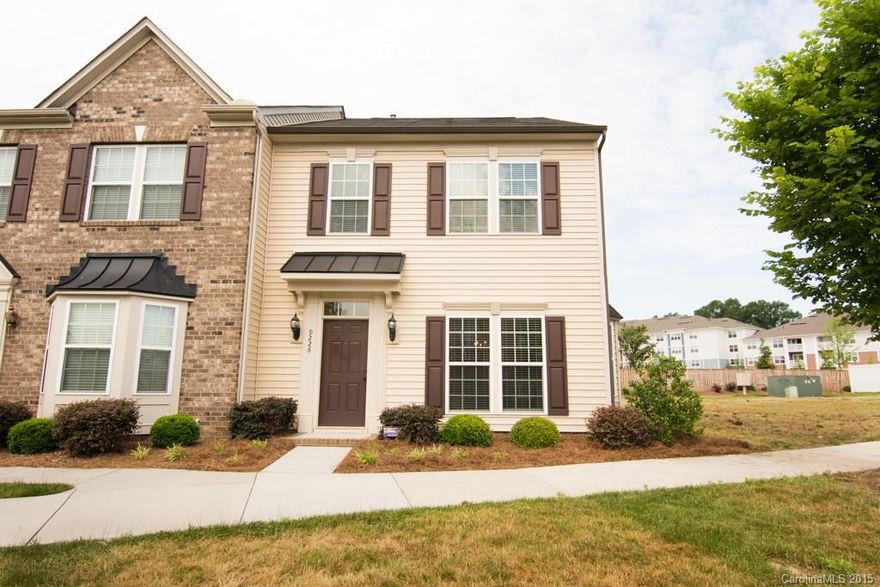 Come and get it. You do not want to miss this one!  Beautiful, move in ready end unit town home next to greenspace in popular Ayrsley!  Shopping, dining and retail all within the community.  Check out this conveniently located community: www.Ayrsley.com  Home has hardwood floors in the entry, 1/2 bath, kitchen, nook and great room. Spacious, open kitchen with pantry. 3 bedrooms plus laundry upstairs.  Fresh paint throughout. Plenty of parking No one directly beside or behind you! Best in Arysley