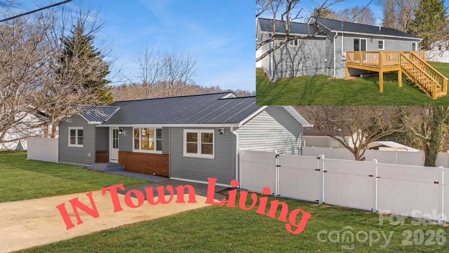 This beautifully updated 3-bedroom, 2-bath home offers the convenience of in-town living with the ability to walk to downtown shops, dining, and local events. The property has undergone an extensive sheetrock-off restoration, including new wiring and plumbing brought up to modern code under full county inspection and permitted oversight. Additional improvements include a fully remodeled kitchen, new HVAC system, renovated bathrooms, new flooring, a new roof, and a new deck. Fresh interior paint and low-maintenance vinyl siding give the home a clean, modern look. The level, fenced backyard provides excellent privacy—ideal for pets, gardening, or outdoor entertaining. With its comprehensive updates and unbeatable location, this home delivers comfort, convenience, and true move-in-ready appeal.