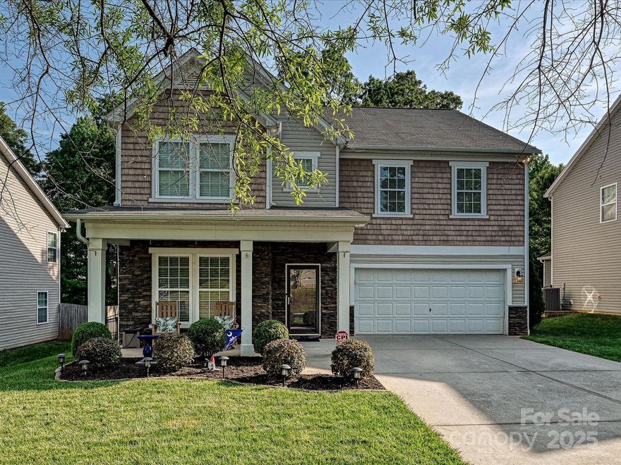 Welcome to this stunning 3bed, 2bath home with a versatile loft, located in the sought-after English Trails community. This thoughtfully designed home features a study with French doors, a spacious formal dining room, and an open-concept layout ideal for both everyday living & entertaining.
The kitchen boasts granite countertops, a gas range, center island, and a cozy dining area. Enjoy relaxing evenings by the gas fireplace in the inviting living room. Downstairs also includes a convenient laundry room with cabinets, granite countertops and sink. Brand-new LVP downstairs & new carpet upstairs.
Retreat to the expansive primary suite featuring a vaulted ceiling, walk-in closet, en-suite bath with a dual vanity, garden tub, & separate shower.
Step outside to a fenced backyard with a patio, great for outdoor gatherings. Neighborhood pool & playground.
Ideally located just minutes from I-77 & 485. Close to shopping, dining & entertainment. Award-winning Fort Mill school district.