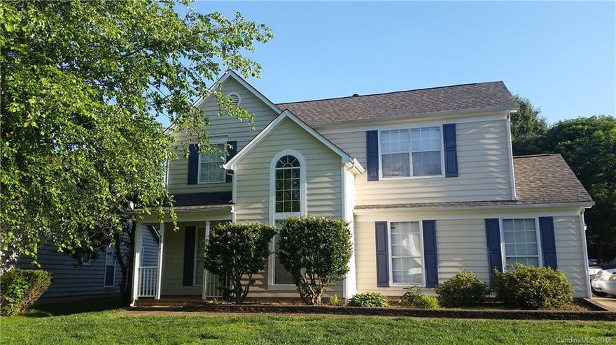 Minutes from the Harrisburg I-485 exit, this big 3 br home has lots of storage, no carpet and is bright and warm throughout. Large kitchen & breakfast area opens to the big family room w/high vaulted ceiling. MBR has vaulted ceiling too, big walk in closet, 5 piece bath. New blinds! Great location in the back of the community @ culdesac. Great neighbors! Work on tile and painting is a work in progress.