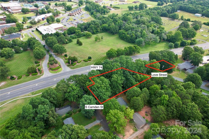 1 +/- acres on Highway 74 across from Wingate College..  Multiple opportunities await this great property.