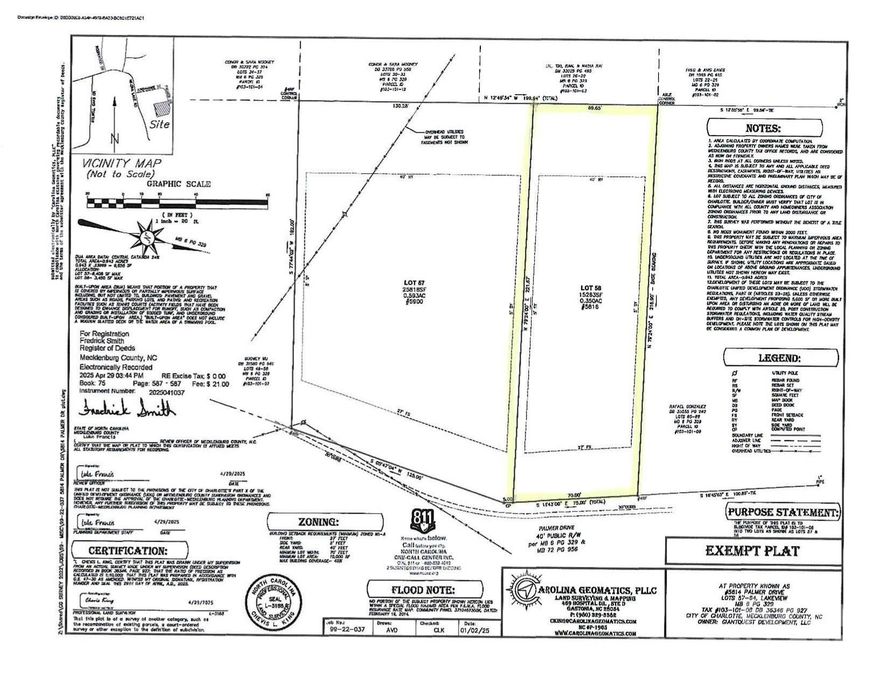 Seller was advised by the surveyor that you are able to build a duplex or a triplex. Buyer to verify and confirm with county/city.