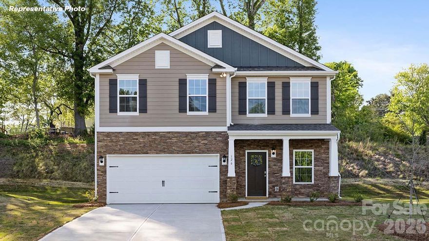 The Hamilton is a spacious & modern two-story home designed with an open concept living in mind. The home features three bedrooms, two & half bathrooms & two-car garage. At the heart of the home is a spacious living and dining room that blends together with the family room and kitchen, creating airy feel. The kitchen is equipped with a pantry, stainless steel appliances, and a center island for cooking and casual dining. The Hamilton features a primary suite, complete with a large walk-in closet and en-suite bathroom with spacious shower and dual vanities. The additional two bedrooms share a full bathroom with dual vanities. Other features included in the Hamilton are high ceiling, large windows, and thoughtful design elements enhancing natural light and creating an airy atmosphere. Additional features are a covered porch, perfect for outdoor entertaining or enjoying beautiful weather, and a spacious laundry room. With its thoughtful design the Hamilton is the perfect home.