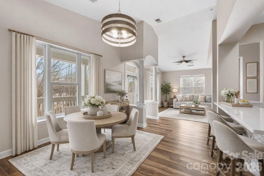 Enjoy effortless, peaceful, luxury lakeside living in this beautifully updated penthouse condo in the waterfront community of Spinnaker Reach in Davidson. This light filled home does not share walls with neighbors and features all new flooring, fresh paint, and a new stone fireplace surround with gas logs. The updated kitchen shines with quartz countertops, new backsplash, lighting, and sink, and high end appliances! The 2-bedroom, 2-bath layout offers elevator access to the unit, a private storage room, community pool access, and refreshing views of the pond and fountain. Ideally located just minutes from I-77, Davidson College, and downtown Davidson, with easy access to Mooresville and Charlotte. Walkable to grocery stores, shopping, and restaurants. Relax on the large covered terrace and enjoy low-maintenance lakeside living.