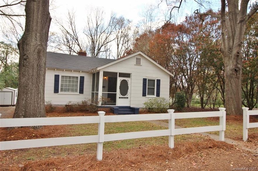 Adorable home just listed in the heart of Clover! This home features 2 bedrooms, 2 full bathrooms, freshly waxed original hardwood floors, fenced in back yard, 1 car garage, and storage building. Quiet neighborhood and convenient to everything in the charming small town of Clover.  Screened in front porch makes for a relaxing evening or for a peaceful afternoon watching the trees in the front yard blow in the summer breeze.
