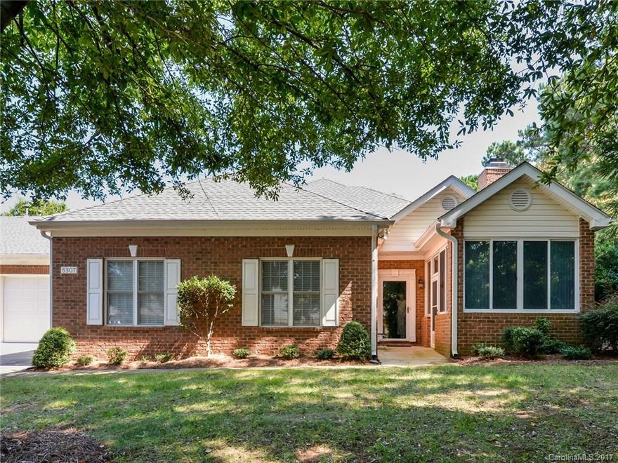 3 Bedroom, 2 Bath Condo on a Quiet Cul-de-Sac Lot in Troon at Ballantyne. Gas fireplace, vaulted ceiling & natural light in the great room. French doors lead to heated & cooled sunroom. Kitchen features oak cabinetry, new microwave installed in 2016, recessed lighting & breakfast area with chair railing. Solar Tubes in kitchen & bathrooms. Master bedroom w/trey ceiling, crown molding & bath w/dual sinks & garden tub. Attached 2-car garage, new heating & air system. Community pool & pond.