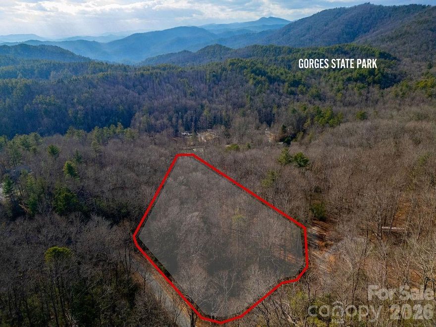 Situated less than a mile from Gorges State Park, this gently lying property offers a slightly sloping build site with excellent Southern Sun Exposure. There is a small stream and waterfall on the property.  This lot has been perked for a 3 bedroom septic permit which is now expired. Located in a quiet community with a minimum build size of 1200 sq ft. The annual POA dues are $200 per year. If you are looking for a lot with privacy, gentle terrain in a quiet corner of Transylvania County be sure to schedule a showing today.