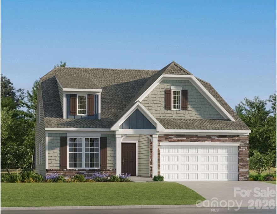 Designed for gracious living, this new two-story home showcases a first-floor kitchen, an intimate breakfast nook and an elegant Great Room with a center fireplace, complemented by a versatile flex space. In a corner is the luxurious owner’s suite bedroom with a private covered porch, attached bathroom and walk-in closet. Throughout the home are three secondary bedrooms and a sprawling upstairs bonus room for endless possibilities. Plus, our signature Everything's Included program means you will get quartz or granite kitchen countertops, subway tile backsplash, ceramic tile, and luxury vinyl plank flooring at no extra cost! Nestled in the foothills of Maiden and bordering Denver NC, Shannon Woods is a masterplan community with two collections of homes. Future onsite amenities include a swimming pool and multi-use trails. The community offers small-town living and convenience to to local schools, parks, shopping, dining, art and entertainment.