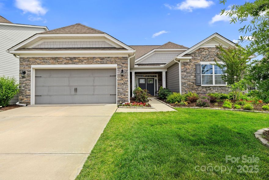 SPOTLESS 1.5 STORY! LIKE NEW w/ Luxury Primary Suite on Main Level w/Luxury Bath, Walk-In Closet & 2 additional Bedrooms on Main Level. Lives like a Ranch! 11 ft. ceilings on main level in GR,KT,DR,BK & Entry  Massive Great Room w/Gas Log Stone Faced Fieplace. Handsome Dining Room.  Gourmet Kitchen w/Gas CookTop, Upgraded Cabinet Package and tons of Counter Space, Custon Pantry w/rollouts, Upstairs hosts two additional bedrooms or a bedoom and Huge Bonus/Rec.  Finished Garage w/shelving & Utility Sink. Other features include covered Rear Porch w/Concrete and Stone Patio, Irrigation System w/ its on water meter, Rear Yard is fenced and the Landscaping is Absolutely Beautiful!!  If you are looking for that Ranch Style Home with some Guest Quarters upstairs, you should HURRY and see this property. Wonderful Neighborhood Amenity package blocks away.