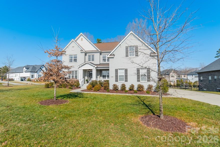 Welcome to 1103 Grand Oak Drive! This stunning 5-bed, 4.5-bath home is situated on over half an acre in the heart of the Marvin school district! Perfect for growing or multigenerational families, this home features a large primary bedroom upstairs and a spacious guest en-suite downstairs. A two-story foyer, dedicated front room office and formal dining room welcome you into this beautiful home. Continue in to the large open concept living room and kitchen with quartz countertops, marble backsplash and ceiling height cabinets with under cabinet lighting. 6" engineered hardwood floors throughout downstairs living spaces. An upstairs bonus room provides plenty of space to spread out and entertain. Spend summer afternoons on the covered lanai overlooking your large level, backyard, perfect for a pool! The 3-car garage provides tons of space for parking and storage. This home is located close to major shopping and restaurants, Blakeney, Waverly, Rea Farms, and I-485! Longview and Providence Country Club within 10 minutes. Don’t miss this incredible home! Use our preferred lender and receive a major rate incentive!!!