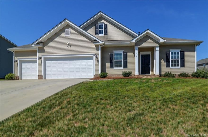 Don't miss out! Spacious Ranch with 3 CAR GARAGE and large upstairs bonus room in Mill Creek Falls! Built in 2013. Oversized .40 acre lot with level backyard. Gorgeous kitchen with granite, open floorplan, beautiful hardwoods, huge family room, office with french doors, vaulted ceilings, ceiling fans, recessed lighting, hardwired for security system, this home has everything! Community features top rated schools, olympic size pool, playground, clubhouse, walking trails, tennis courts and pond.