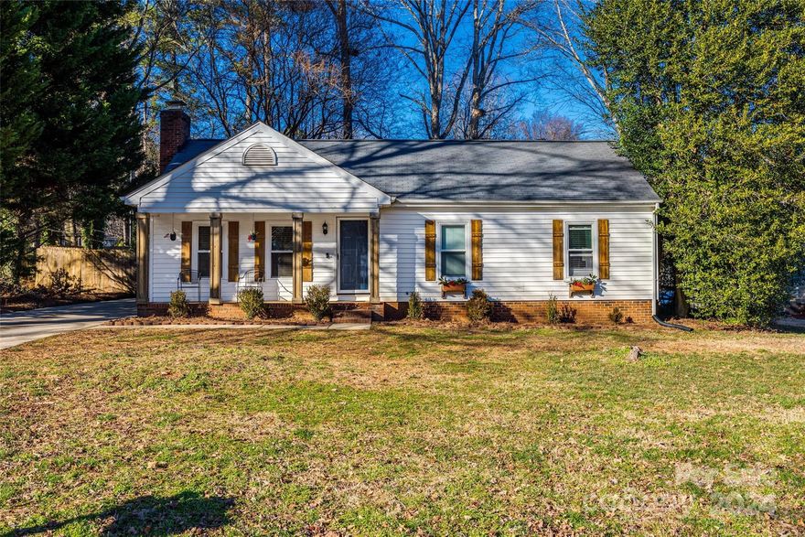 Welcome home to this adorable 3 bedroom, 2 bath ranch nestled on 1/3 private , perfectly flat, acre! With vaulted ceilings and open floor plan, this ranch lives SO big. Updated kitchen with bright white cabinets, granite tops, subway tile backsplash, stainless appliances and a beautiful breakfast area opens to the fabulous backyard for tons of fun entertaining or some quiet rest and relaxation. Great curb appeal with inviting covered front porch, cedar wrapped columns and shutters as well as flower boxes. Updated lighting, wood laminate flooring, painted brick fireplace and shiplap entry are just a few of the updates that make this home perfect! Just minutes from downtown Mint Hill with quaint restaurants and shops and easy access to I-485 for an approximate 25 min commute to downtown Charlotte. Don't miss the exterior storage closet as well as shed to hold all the extra "stuff"! Yes, Refrigerator and washer/dryer are included!