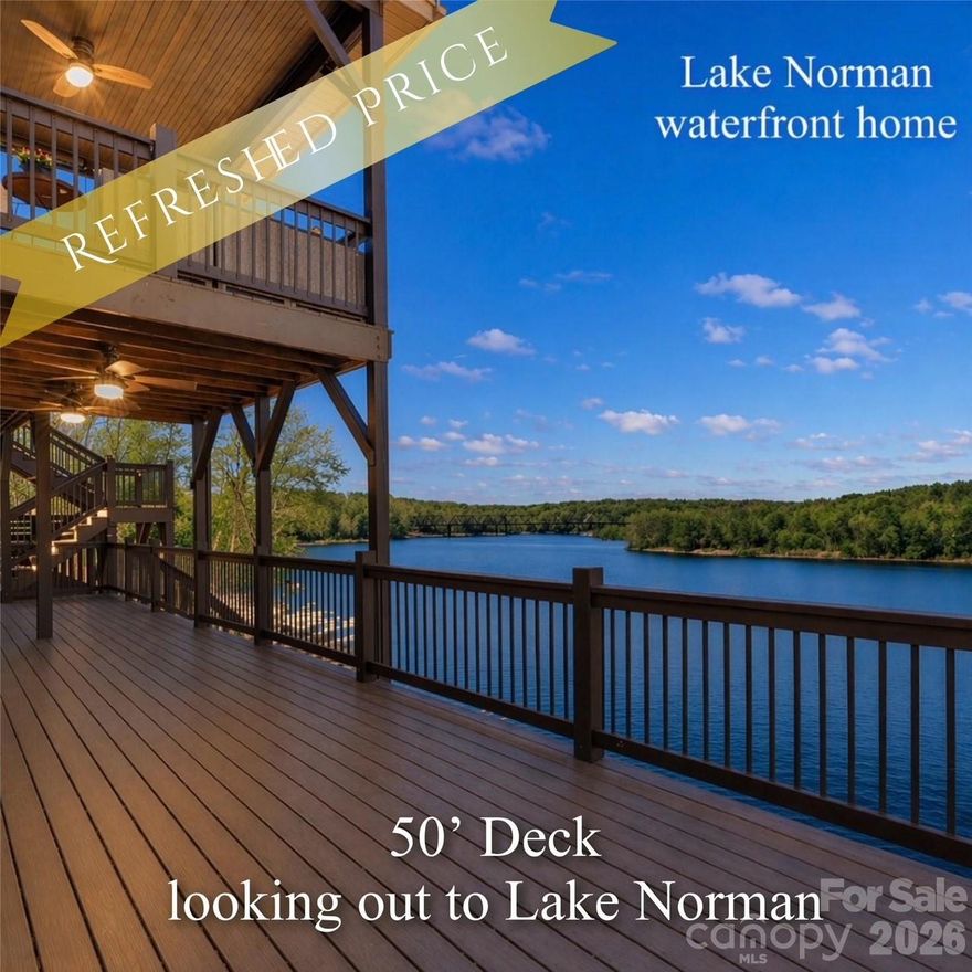 Welcome to Trestle View on Lake Norman.  Lake Norman Waterfront Home with exquisite views from each level.

Spectacular views of an Island, Wooded Forest and Historic Trestle Railroad Bridge makes this is a home most only dream about.  A designer's waterfront home created with impeccable attention to detail inside and out. You have to visit this home to understand the magnitude of love that went into this renovation project.  Photos, descriptions & upgrade lists can't create the feeling you get as you step onto this spectacular lakefront property. 

Completely reimagined from the studs up, this fully custom lakefront retreat on Catawba's Lake Norman represents a $600,000 luxury renovation completed in 2023. Originally built in 2018 and recreated by the designer (owner) in 2021. Stick-built construction and a poured concrete foundation set the stage for a home built to last.

The exterior makes a statement with a new farmhouse-style front elevation, metal roof, stone columns, and 8’ entry doors. Twenty-three additional custom hurricane-rated windows flood the interior with natural light and frame the unparalleled views. An easy to navigate, freshly landscaped and terraced backyard leads to the water’s edge.  The plantings were carefully selected with natural beauty and functionality to keep the land stable and healthy for many years of use.   Enjoy the deep-water shoreline on a natural vein of granite, visible by boat.

Enjoy boating, kayaking, jet skiing, swimming, fishing or sit on your deck and watch the waterfowl and woodland creatures in this scenic paradise you will call home. 

HOME SPECS:
• 3,400+ sq ft, 3 finished levels
• Main level carport, tandem basement garage
• Main level entrance from southern facing front porch 
• Built 2018 | $600,000 renovated 2023
• Lake Norman — Catawba Station community

INTERIOR:
• 3 stories of upgraded flooring
• Custom farmhouse molding & trim throughout
• Designer-selected tile, vanities, toilets, and fixtures
• Elevated lighting and hardware selections throughout

MAIN LEVEL:
• Electric fireplace in living room w/glass doors to deck
• Primary suite w/walk-in shower, custom closet, and glass doors to deck
• Additional "flex room" bedroom/office/laundry (closet turned into stackable laundry area) & Half bath
• Anthropologie Cloud fixture in dining room

MAIN LEVEL CHEF’S KITCHEN:
• Fulgor Italian gas range w/6 burners (48") with double ovens
• Built-in Miele coffee station & wine/beverage refrigerator
• 20' wood-clad ceiling (timber sourced from property)
• Quartzite island countertops & full-height quartzite backsplash
• Custom cabinetry w/under counter lighting, island w/sink & disposal.

UPPER LEVEL:
• Two spacious bedrooms w/walk-in closets
• Loft area
• Full bath w/walk-in shower
• Attic storage & Built-ins movable w/storage behind 

LOWER-LEVEL 2nd Living Suite:
• No-stair exterior entrance
• 2 bedrooms w/lake views
• 9’ ceilings & open living area
• Full kitchenette and bar
• Large walk-in shower w/designer finishes
• Tandem garage w/ample storage capacity & workbench

EXTERIOR:
• Concrete driveway & front porch (French drains under porch)
• Terraced yard finished w/geogrid, crush base & decorative stone 
• Rear deck w/balcony, stairs, and lakefront entertaining area
• Professional landscaping & new garden installations
• Electrical at water for future dock or landscape lighting

SYSTEMS & MECHANICAL:
• Two HVAC units w/3 heating/cooling zones
• Energy-efficient windows, Metal and shingle roof
• City water and sewer

LOCATION:
• 20 min to Hickory or Statesville
• 50 min to Uptown Charlotte
• Easy access to I-40, I-77, Routes 70 & 16
• Very close to historic Catawba

Approximately 120' water frontage according to Catawba County GIS
Average utility costs available

*** Measured floor plan & comprehensive upgrade list available upon request***