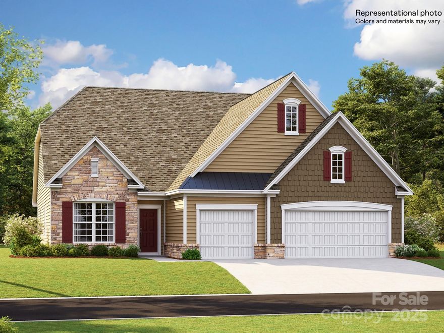 The Garland floorplan is a new single-story home design that combines comfort and elegance. It features a formal living and dining room for entertaining, a family room with a fireplace for casual gatherings, a covered porch, three-car garage and a sunroom for indoor-outdoor living. Two secondary bedrooms and a lavish owner’s suite are made for rest and relaxation. Plus, our signature Everything's Included program means you will get a gourmet kitchen with double ovens and cooktop, quartz or granite kitchen countertops, subway tile backsplash, ceramic tile, luxury vinyl plank flooring, and a gas fireplace (per plan) at no extra cost! Harris Mill located in a sought-after Indian Land, offers luxury homes and quarter acre and wooded homesites. Homeowners will enjoy nearby proximity to great shopping and dining at the Promenade at Carolina Reserve, Waxhaw, and Ballantyne.