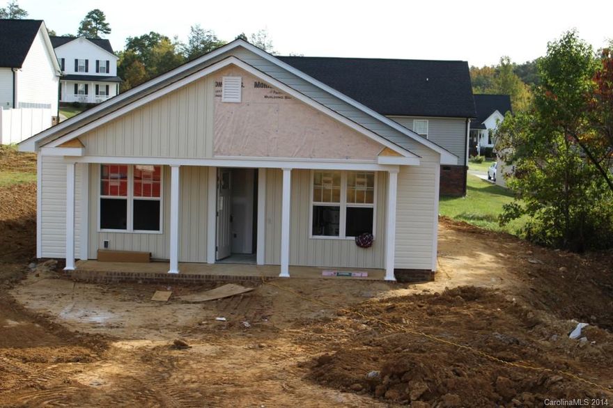 House to be complete by November 1, 2014. Lots of upgrades for this price point.  Custom oak cabinets.  Granite countertops in baths.  Covered front porch.  Matching appliance package includes fridge with ice maker. Ceramic tile floors in bathrooms, kitchen and utility.  Ceiling fans in all bedrooms.