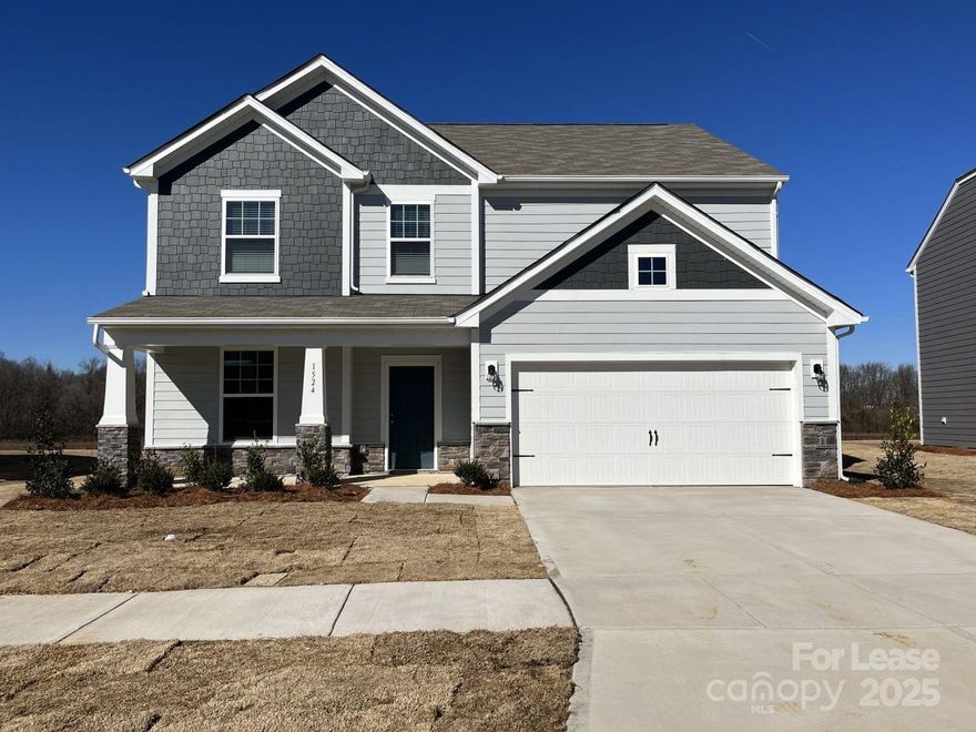 This newer 2 story home features 4 bedrooms, 2.5 bathrooms and over 2400 square feet. The lower level has a sitting room, half bath and open concept living room, dining area and spacious kitchen with stainless appliances and pantry. Primary bedroom upstairs has a private full bath with dual vanity, large shower and huge walk in closet. 3 secondary bedrooms, full bath, laundry room and loft also upstairs. Nice size patio and large back yard overlooking natural area. This community is located off of Unionville-Indian Trail Rd. near Ridge Rd. Close to Matthews or Monroe. Minutes from Charlotte! Rent this home with first months rent and a $2400 deposit.