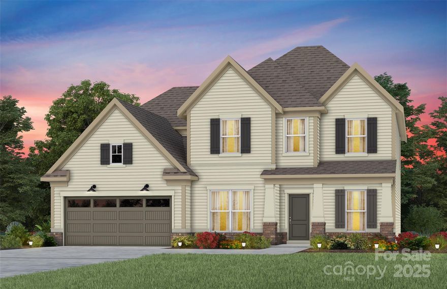 Make your dreams come true with this breathtaking finished Basement Riverton Home on private cul-de-sac, with wooded back yard views.  New Construction Home with a January 2026 completion in the new Kinsdale Community in Indian Land!  All included List Price includes any current sales incentives as shown on our website, call for details.  This popular plan offers beautifully curated selections and incredible structural features such a large Sunroom, which steps out to a beautiful deck to take in the serene backyard views, not to mention a lovely covered front porch as well.  Home also boasts a spacious open kitchen with walk in pantry and cafe.  This magnificent plan will not disappoint with the spacious Gathering Room and magnificent Gourmet Kitchen with gas appliances.  Upstairs features an open Loft, plus Owners Bedroom with spa-like Owners Bathroom, plus 3 secondary bedrooms and 2 additional full bathroom, and convenient Laundry location.  Let's not forget the finished basement which is perfect for entertaining all of your family and guest, with an additional bedroom and full bath at basement level.  The 2 car, plus on car tandum is another excellent feature.  All upgrades and options have been selected.  Visit us at our sales center, in the community, to learn more about this and other incredible homes in tranquil Kinsdale. HOA fees include High-Speed Internet/Cable and private trash collection. All Photos are representative only, not of this home.