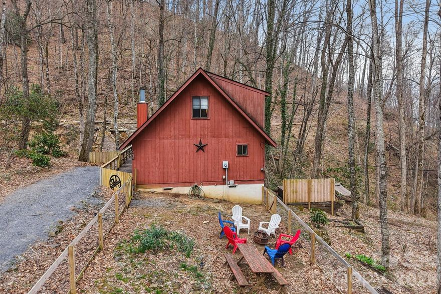 Nestled in the heart of Maggie Valley, this charming fully furnished mountain cabin offers the perfect blend of privacy, natural beauty, and modern comfort. Set on approximately 1.68 acres of wooded land, this 2-bedroom, 2-bath retreat features a peaceful setting with a rushing creek, creating a true Smoky Mountain escape.
Step inside to an inviting open floor plan with vaulted ceilings, abundant natural light, and a cozy gas fireplace —perfect for relaxing after a day in the mountains. The spacious loft provides flexible space for a home office, guest overflow, or additional sleeping area. This home has been thoughtfully updated with newer appliances, refreshed bathrooms, updated flooring, and improved finishes throughout, making it move-in ready while still maintaining its rustic charm. Enjoy outdoor living year-round on the expansive back deck, or relax in the above ground hot-tub. 
The property also includes a workshop and ample storage, offering endless possibilities for hobbies or additional functionality. Conveniently located just minutes from dining, shopping, and outdoor recreation, yet tucked away for ultimate privacy, this mountain retreat truly has it all.