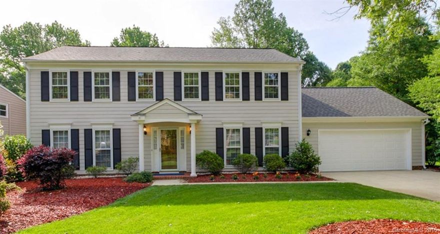 Impeccably maint. center hall colonial on a pristinely landscaped lot backing up to the Four Mile Greenway. Formal LR and DR; well laid out kitchen w/breakfast bar,lots of cabinetry; atrium doors lead to two tiered maint. free deck; FR w/ builtins, masonry FP; Nice sized bdrms up inc. MBR w/ Walk in closet, fab. updated bth; 4th bdrm/office with custom built ins and even a Murphy Bed! Great location near Trader Joes, Stonecrest, Ballantyne #485. Warranty. Better Hurry on this "A" list Property!