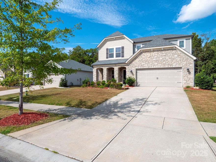 This Move-in ready 4-bedroom, 2.5 Bath home was built in 2018. It offers an home office. This spacious home features an open floor plan, kitchen with granite countertops, gas stove, stainless steel appliances, and a large island. Fridge, washer and dryer will be conveyed. The primary suite offers a tray ceiling, ensuite bath, and large walk-in closet. A loft area can be used as media room or playroom. The trees behind the fence keeps the property with privacy. Community amenities include a pool, playground, and sidewalks. Short drive to restaurants, entertainment and shopping. A few miles from Charlotte Premium Outlet shopping mall. About 10 minutes from Charlotte Douglas airport.