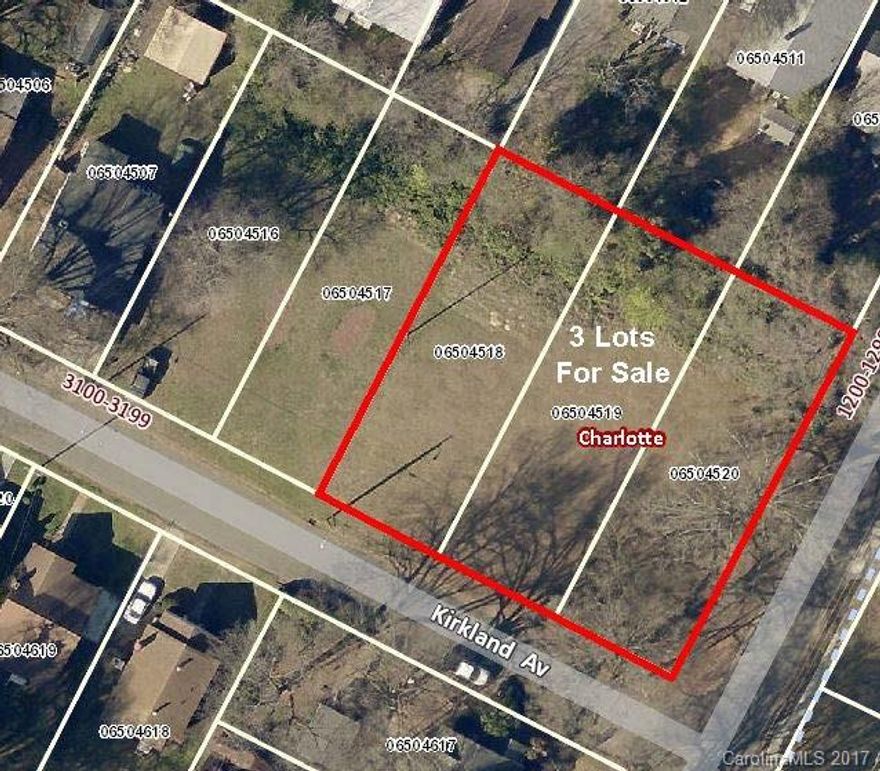 Make an offer on these 3 flat lots, close to everything in uptown Charlotte and ready for residential building.  Located in the hot Enderly Park neighborhood on a quite street.  Additionally, this offering's R-8 zoning may allow for a 4 unit building or the creation of a fourth building lot.  Want more land, these lots may also be combined with up to two other lots, MLS  3297580 & 3297675, currently available for a complete set of 5 ready to build parcels all in a row.
