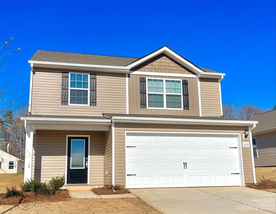 This 4-bed home has a spacious and airy feel that has been designed with your needs in mind. The large
kitchen is open to the dining area and living room and has stainless steel appliances, gorgeous granite
countertops, 36” upper cabinets with brushed nickel hardware and a large island. The master is tucked
away on the second floor of the home with plenty of natural light and a fabulous master bath. In the
master bath you will find a large vanity, great storage and an impressive walk-in closet.