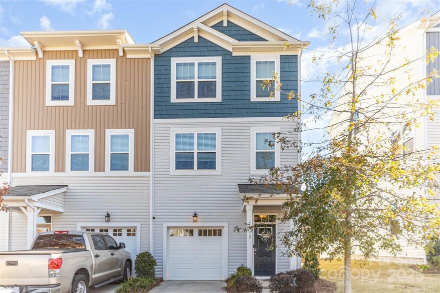 End unit three story townhome with balcony and back patio area. Home is located inside I-485 and is less than 10 miles from Uptown Charlotte. Inside main entrance level is a second primary option with attached full bath and spacious entrance foyer plus back door leading to covered patio area perfect for summer grilling! Upstairs is the spacious open living area that is flooded with natural light. Living room has sliding glass door that leads to your private balcony. Stunning kitchen has pendant lighting over the spacious island w/ breakfast bar seating + matching S.S appliances and neutral gray cabinets & pantry for plenty of storage. Upper level boasts 2 guest beds allowing for a potential office area and full hall bath plus primary bedroom suite. Primary has large walk-in closet and attached full bath w/ dual sinks & walk-in glass shower. All located in a small quiet community with restaurants, shopping & grocery options nearby.