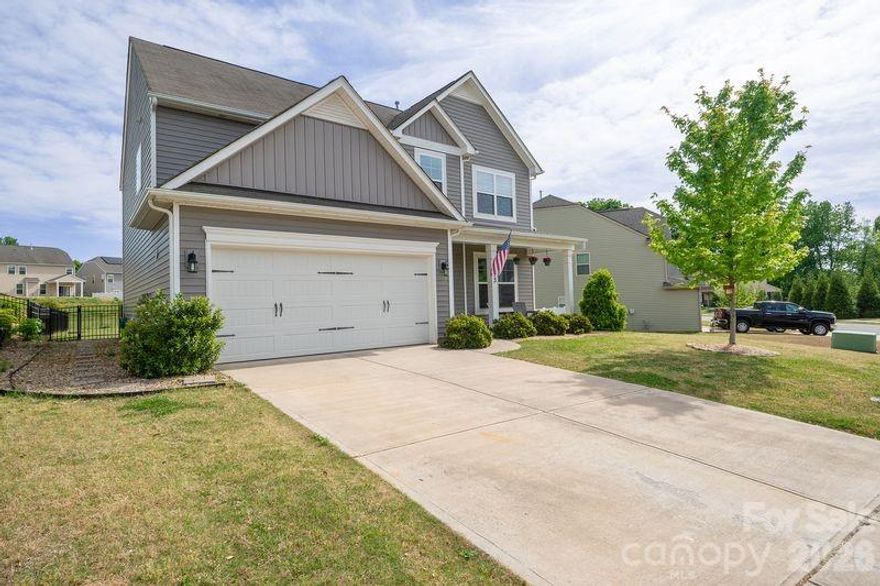 This 5 BR home has two flex spaces which are always nice , the 5th BR on main floor could be an office or playroom and the Dining room is also a space for your choice since the home offers a breakfast area and seating options for the kitchen island. Covered front porch makes you feel welcome from the start and the interior is light and bright and has LVP flooring all over main w exception of Bedroom. A full bath on main makes for the 3rd bath and upstairs has a wide hallway feeding 4 total Bedrooms with all being a very generous size! Full bath for 3 rooms to share and covenient laundry room on this floor! Cabinets were added over the laundry. Very large Primary BR suite and bath with sep. shower and tub and an Amazing walk in closet with custom built ins. You will not find a more flat backyard and its already fenced and has a larger back patio with a pergola .Brand new hot water heater, less than 2 yr old carpet and seller would consider selling swing set and bar stools! This home gives so many options in how to use and the 2 car garage has you entering the home with a drop zone on the wall. Briargate the community is very close to uptown Mooresville and all its offerings including summer concerts, great restaurants and shopping!Swingset and barstools available for sale! Large mirror in Primary BR does not convey!