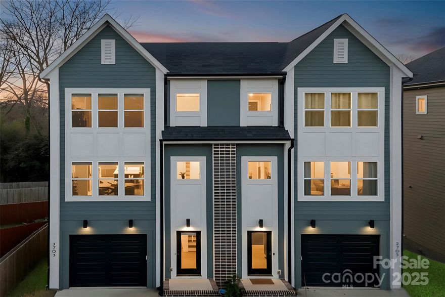 Welcome to this beautifully designed 3-bed, 3.5-bath duet in the heart of Enderly Park! Thoughtfully crafted with modern finishes and an open, light-filled layout, this home offers the perfect blend of style and convenience. The main level features a spacious living room that flows seamlessly onto a private rear balcony—ideal for morning coffee or evening unwinding. The kitchen boasts sleek cabinetry, quartz countertops, and stainless steel appliances. Each bedroom is generously sized, with its own en-suite bath, providing comfort and privacy for everyone. The fenced-in backyard with a paver patio creates the perfect space for entertaining, pets, or play. Enjoy the convenience of an attached garage plus added peace of mind with the included Ring doorbell. Washer and dryer will convey as well. Located just minutes from Uptown, breweries, restaurants, and all the growth happening in Enderly Park—this is modern living in one of Charlotte’s hottest neighborhoods. Move-in ready and waiting for you! Includes 10-year structural warranty (approximately 7 years left).