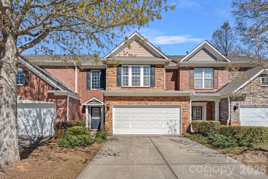 Welcome to this beautifully maintained 3BR/2.5BA townhome in a prime South Charlotte location! The open-concept main level features a spacious living area with a cozy gas fireplace, flowing seamlessly into the dining area and kitchen with granite countertops, gas cooking, and ample cabinetry. Upstairs, the oversized primary suite offers a walk-in closet, dual vanity, and separate tub and shower. Two additional bedrooms, a full bath, and upper-level laundry provide added convenience. Enjoy outdoor living on the private concrete patio—perfect for relaxing or entertaining. Additional highlights include a 2-car garage and low-maintenance living with HOA covering lawn care and access to a community pool. Ideally located near shopping, dining, and everyday conveniences!