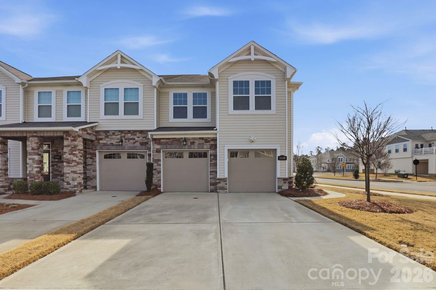 Welcome home to this stunning Mattamy-built townhome nestled in the sought-after Galloway Park community! From the moment you step inside, you'll be captivated by the open floor plan, luxury vinyl plank flooring, and a gourmet kitchen featuring granite countertops, stainless steel appliances, and a gas range perfect for the home chef. The spacious primary suite boasts a tray ceiling, walk-in closet, garden tub, and tiled shower — your personal retreat at the end of every day.  The front-facing 2-car garage offers easy access and excellent curb appeal. Located minutes from I-485, UNC Charlotte, Concord Mills, Trader Joe's, Harris Teeter, and top dining — this is Charlotte living at its finest. Don't miss your opportunity!