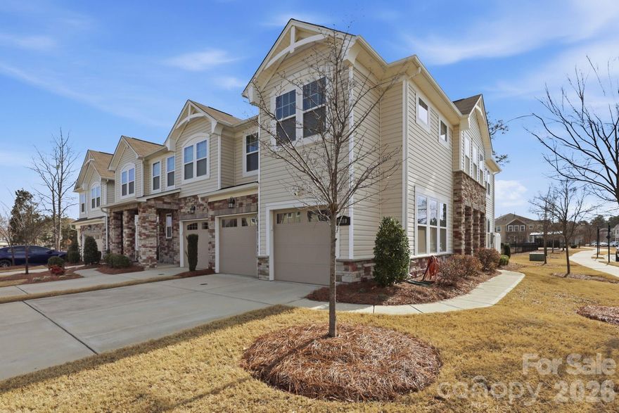 Welcome home to this stunning Mattamy-built townhome nestled in the sought-after Galloway Park community! From the moment you step inside, you'll be captivated by the open floor plan, luxury vinyl plank flooring, and a gourmet kitchen featuring granite countertops, stainless steel appliances, and a gas range perfect for the home chef. The spacious primary suite boasts a tray ceiling, walk-in closet, garden tub, and tiled shower — your personal retreat at the end of every day.  The front-facing 2-car garage offers easy access and excellent curb appeal. Located minutes from I-485, UNC Charlotte, Concord Mills, Trader Joe's, Harris Teeter, and top dining — this is Charlotte living at its finest. Don't miss your opportunity!