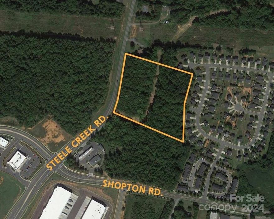 Undeveloped acreage only! High traffic and high visibility area!  Great hotel, retail, apartment, or gas station development potential!  Approximately 500' of frontage on Steele Creek Road with utilities nearby.  Less than 1/2 mile from I-485 and 1/10 of a mile to Shopton Road.  Close to retail centers, Charlotte Premium Outlets, and Shopton Square.  Good topography!