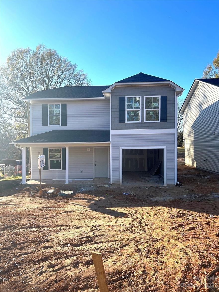 New construction home with 4 bedrooms, 2.5 bathrooms, and 1-car garage.  Granite countertops and stainless steel appliances in kitchen. Additional office/flex room on main level. Large main bedroom with vaulted ceiling and walk-in closet.  Main bath has double vanity. Covered front porch and a rear patio. No HOA!