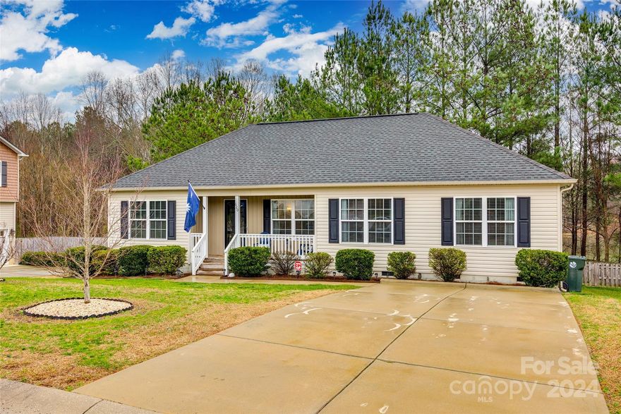 You are going to love the beautiful backyard view of the pond while relaxing or barbecuing on the oversized deck. The fire pit is ready for outdoor entertaining and there's plenty of room for fishing poles in the shed. This meticulously maintained ranch home features a split bedroom floor plan, dining and living room with tons of natural light, large kitchen with lots of cabinet and counter space, and a separate laundry room. Primary suite has a walk in closet, tray ceiling, and ceiling fan. Award winning Clover schools, conveniently located near restaurants, shopping, and post office. Come see all Clover has to offer.