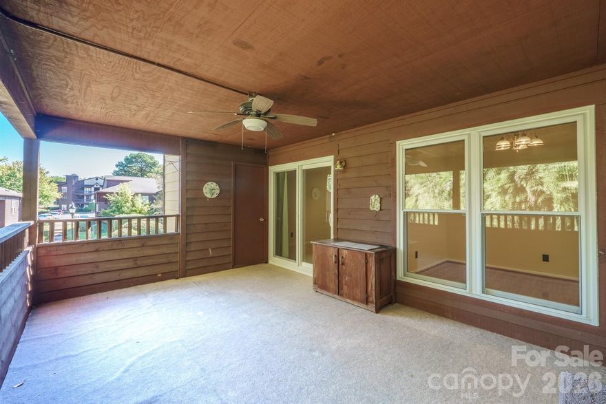 Welcome to this inviting, light drenched, 2 bed/2 bath home, where comfort meets tranquility. This one-owner condo has been freshly painted and features gleaming wood floors in the main living areas & newer carpet in the bedrooms-just steam-cleaned, all-new windows and doors for energy efficiency and peace of mind. The heart of this home is the spacious covered back patio—a true retreat where you can relax all day, enjoying peaceful views of the pond and surrounding wildlife. It’s the perfect spot for morning coffee or unwinding after a long day. Inside, you’ll find a bright, well-cared-for space ready for its next owner to move right in and make it their own. Experience the serenity of nature without sacrificing the convenience of Charlotte living! Appliances/Washer/dryer & fridge to remain. HOA is finishing up with new fiber-cement siding for the community. Roof is 2019, Heat Pump/hvac believes about 12 yrs old. Hot water heater around 2017-18. Great corridor of Charlotte & almost 1100 sqft. Just take a walk-through and make an offer on this beaty today- Let's do this!