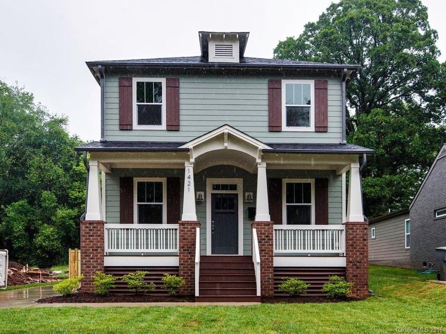 New construction Arts & Crafts style home located btw NODA & Midwood!  This beauty in BOOMING area outside of Uptown, features 10 ft ceilings down, hardwoods throughout, custom cabinetry, gorgeous upgraded granite counter tops, & designer selected finishes.  Backyard boasts wood deck and fence w/ gates that would allow for a car if you choose to build a garage later! What else can you ask for with the new light rail station coming just minutes away? Get in while you still can!