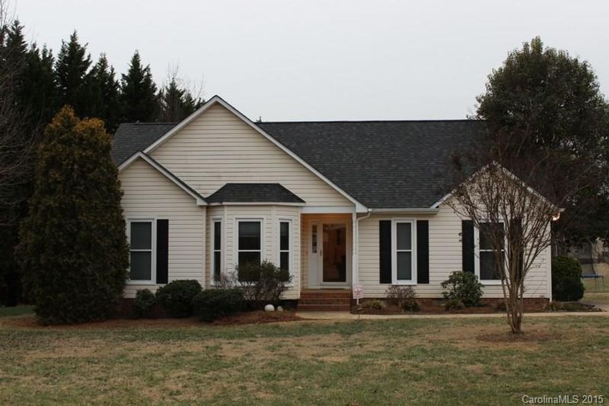 Gastonia-Keltic Meadows- 100% Financing USDA eligible, nearly half acre lot in great neighborhood- W.A. Bess, Cramerton Middle and Forestview Schools! Easy maintenance home with all brand new windows, Roof only 2 yrs old, HVAC only 5 yrs old, vinyl siding.  Very nice top of the line above ground pool. Wood floors, ceramic tile and new carpet in bedrooms.  Vaulted ceiling in LR, Pergo tongue & groove flooring, real wood burning fireplace, outbuilding, separate fenced area for Fido. Must see!