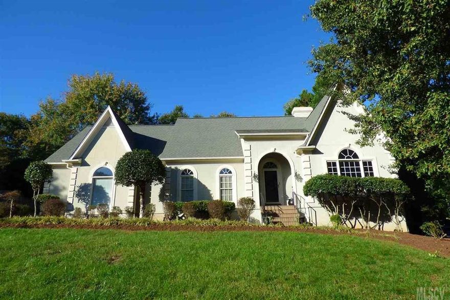 Stately home in Hunters Run offers main level living and private fenced, low-maintenance backyard with in-ground pool! The charming covered entry leads into a two-story foyer featuring a beautiful staircase with iron railing and adjoining living room with soaring tray ceiling, gas fireplace, wet bar, and double archways into the formal dining room with built-in display shelving. A central hallway leads to the bayed breakfast area overlooking the pool patio, and opens into the galley kitchen with granite countertops, stainless steel appliances, and tiled floor. Off the kitchen, find a half bath and laundry room. The main level master suite features his & hers closets, dual vanities, tiled shower, and a jetted tub. Upstairs, you'll find two generously sized bedrooms sharing a Jack & Jill bath, plus a large bonus room with built-in shelving and walk-in attic storage. Private backyard oasis with in-ground and patio surround and low maintenance landscaping!