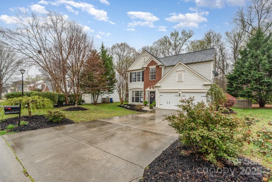 This gorgeous home features a great floor, is nestled on a fabulous lot, & is located in a very conveniently located community with terrific amenities; The functional floor plan features four bedrooms AND an office/study on the main level, comfortable owner’s suite with vaulted ceiling & spa-like bathroom, and an open kitchen with upgraded shaker cabinets with glass doors, granite counters, tile backsplash, & stainless steel appliances; The fenced backyard is a relaxing retreat with a nice patio & firepit/sitting area backing to a wooded common area; Great Harrisburg location convenient to I-85 & I-485, restaurants, shopping, & just about everything!