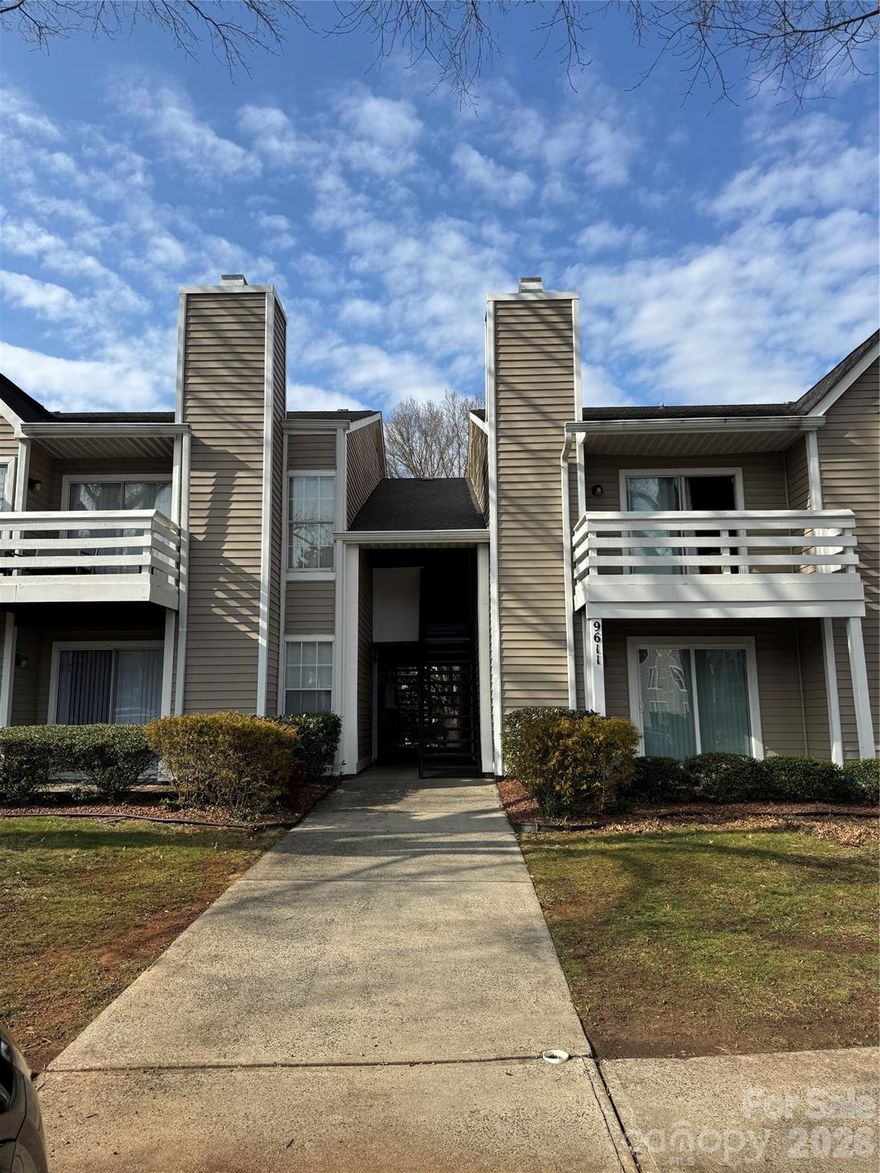 Perfect opportunity for an investment property/housing for college students attending UNCC/perfect starter home located within walking distance to UNCC.    Washer/Dryer, Refrigerator and microwave are included in the sale.  Home is being sold AS IS.  There are 2 balconies that are accessed from den and primary bedroom.  Unit is located on 2nd floor on the back side of the building, this provides privacy overall.  Home has been cared for and used as a rental for family members attending UNCC.  Dog parks throughout community.