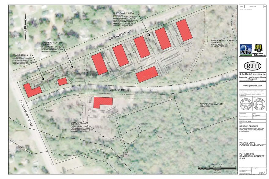 Four commercial outparcels available on 72 Bypass North and Village Drive. 700ft of frontage road on 72 Bypass North. This location has an approved single family and multi family development next to the site.  Also located in close proximity to schools.  Single Family development is under contract with a national builder. 
Setbacks from road are 30ft, setback from interior lines are 10ft, and setback from railroad are 10ft.  Lot 1A (1.17 acres) is priced at $299,000/acre.  Lot 1B (1.21 acres) is priced at $199,000/acre.  Lot #2 (8.46 acres) is priced at $149,000/acre.