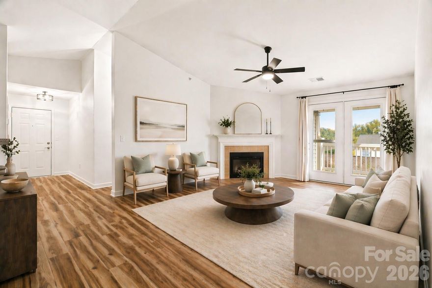 This updated third-floor end-unit condo in the highly desirable Alexander Chase community offers 3 bedrooms, 2 bathrooms, and 1,440 square feet of beautifully updated living space. Filled with natural light, the home features stylish vinyl plank flooring throughout the main areas, new carpet in the bedrooms, and a modern kitchen complete with granite countertops and stainless steel appliances. The spacious primary suite boasts a remodeled bathroom with quartz countertops, a custom tiled shower, a deep soaking tub, and a large walk-in closet.
Enjoy peaceful mornings on the private covered balcony with additional storage, along with the convenience of a one-car garage and a dedicated parking space. Ideally located near the McDowell Creek Greenway, Birkdale Village, and Lake Norman, this home offers easy access to outdoor recreation, shopping, dining, and entertainment. With quick access to I-77 for a smooth commute to Charlotte, this condo perfectly combines comfort, style, and an unbeatable location.