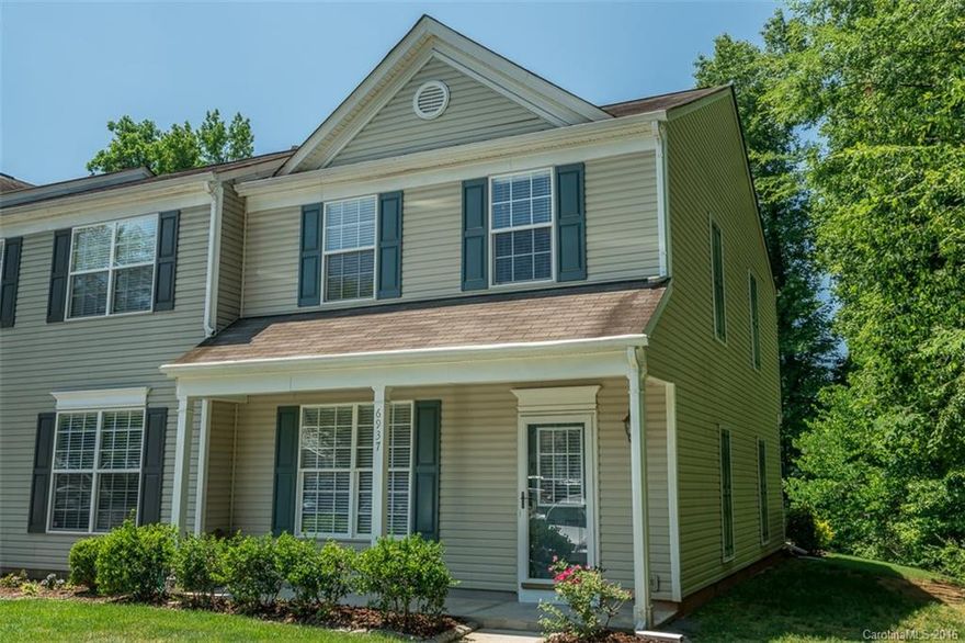 South Charlotte’s Preserve at Beverly Crest rental new to market – walking trails, tennis courts & swimming pool all included as community features. End unit townhome with neutral paint and carpet, eat in kitchen, spacious living room with gas log fireplace & private out door patio.  Three bedrooms upstairs with large walk in closet in master bedroom. Washer/dryer remain. Annual lease, small dog may be considered with pet fee & pet deposit. Two parking spaces accompany this end unit.